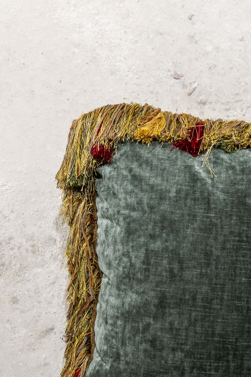 CUSHION - ECLECTIC - GREY/GOLD WITH FRINGES