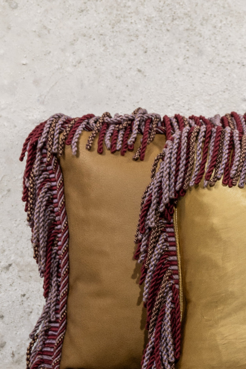 CUSHION - CAMEL - WITH FRINGES