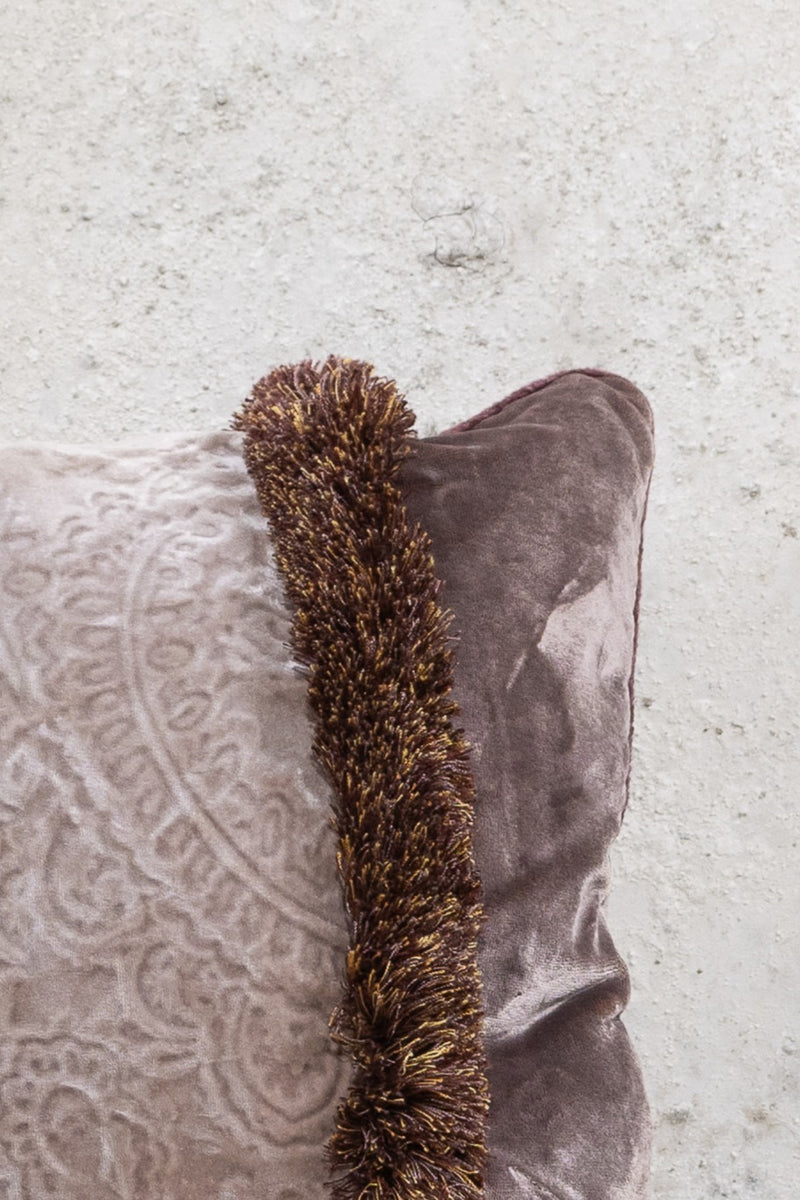 CUSHION - BROWN - WITH FRINGES