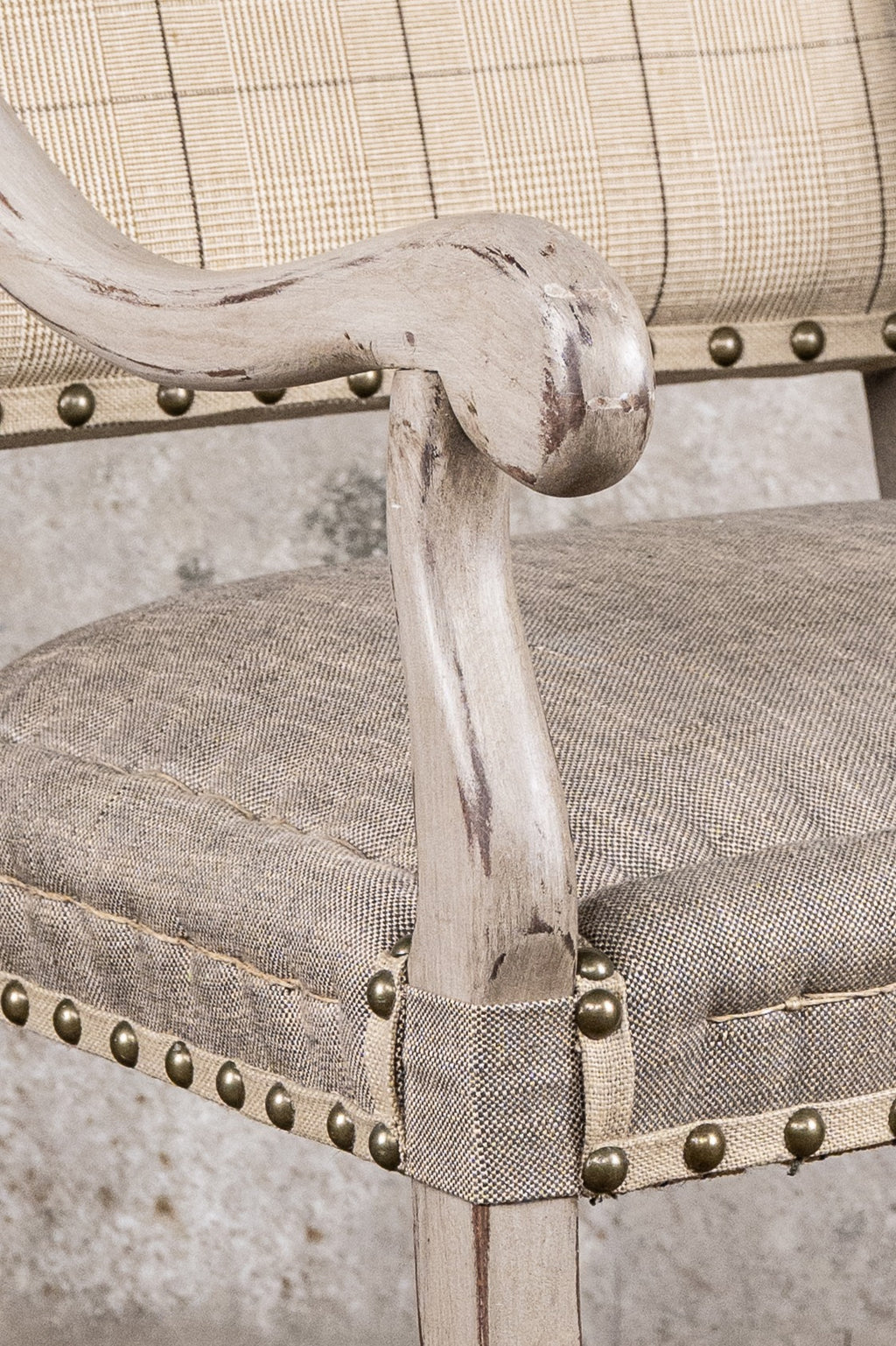 ARMRESTCHAIR - BEIGE GRID - SET OF 2