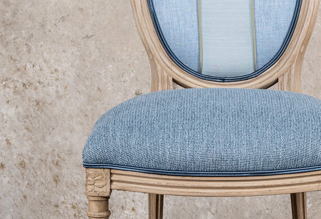 STOELEN - BLAUW - SET VAN 6 MET KUSSEN