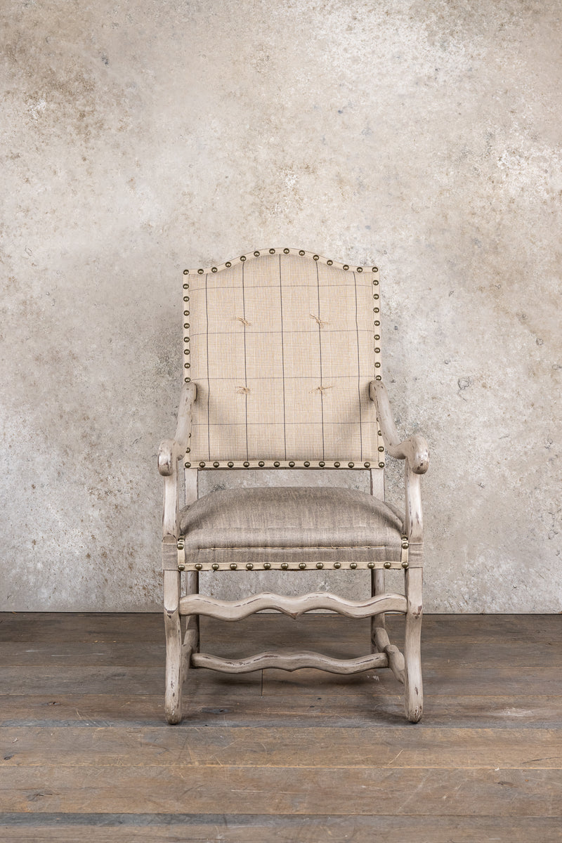 ARMRESTCHAIR - BEIGE GRID - SET OF 2