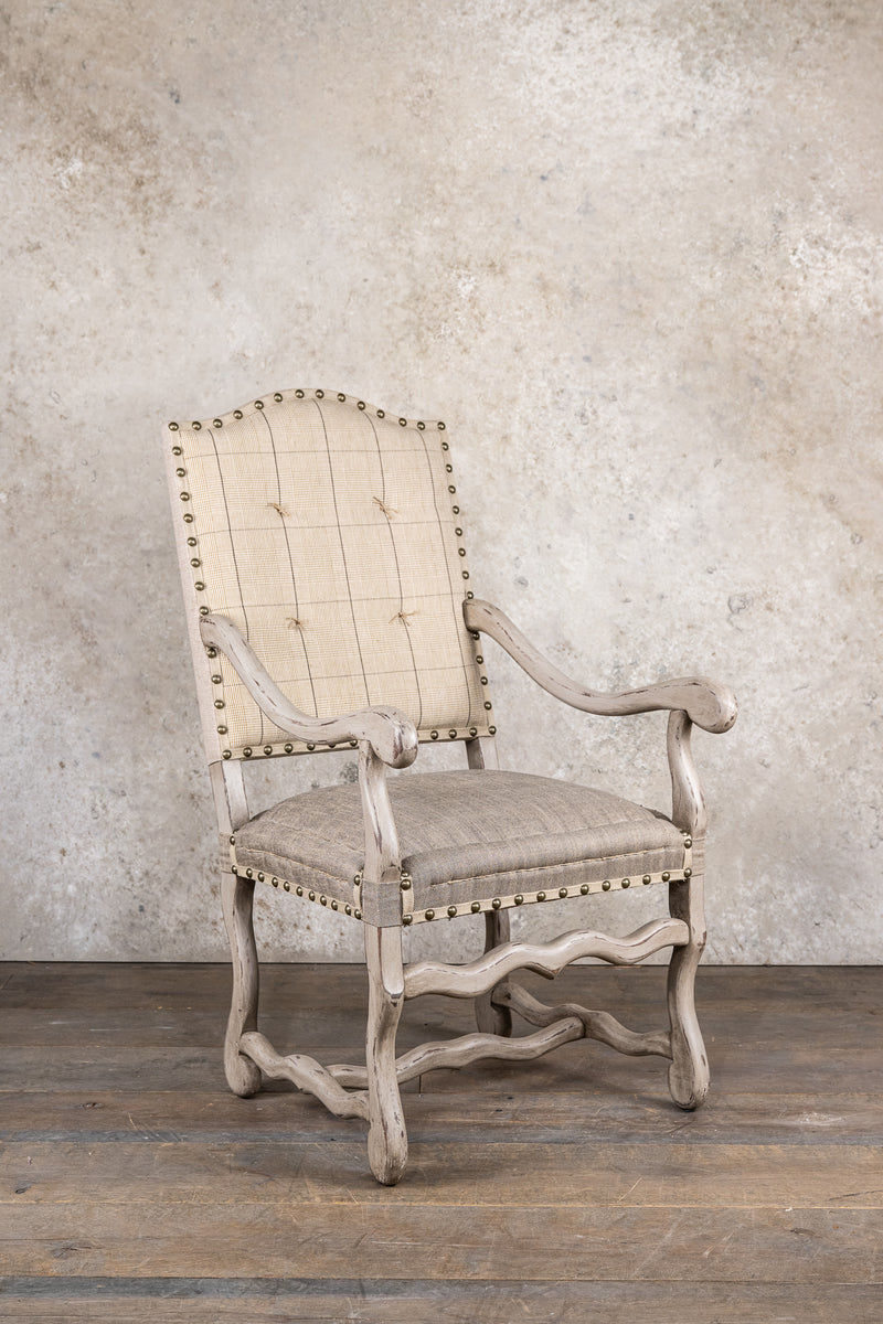 ARMRESTCHAIR - BEIGE GRID - SET OF 2