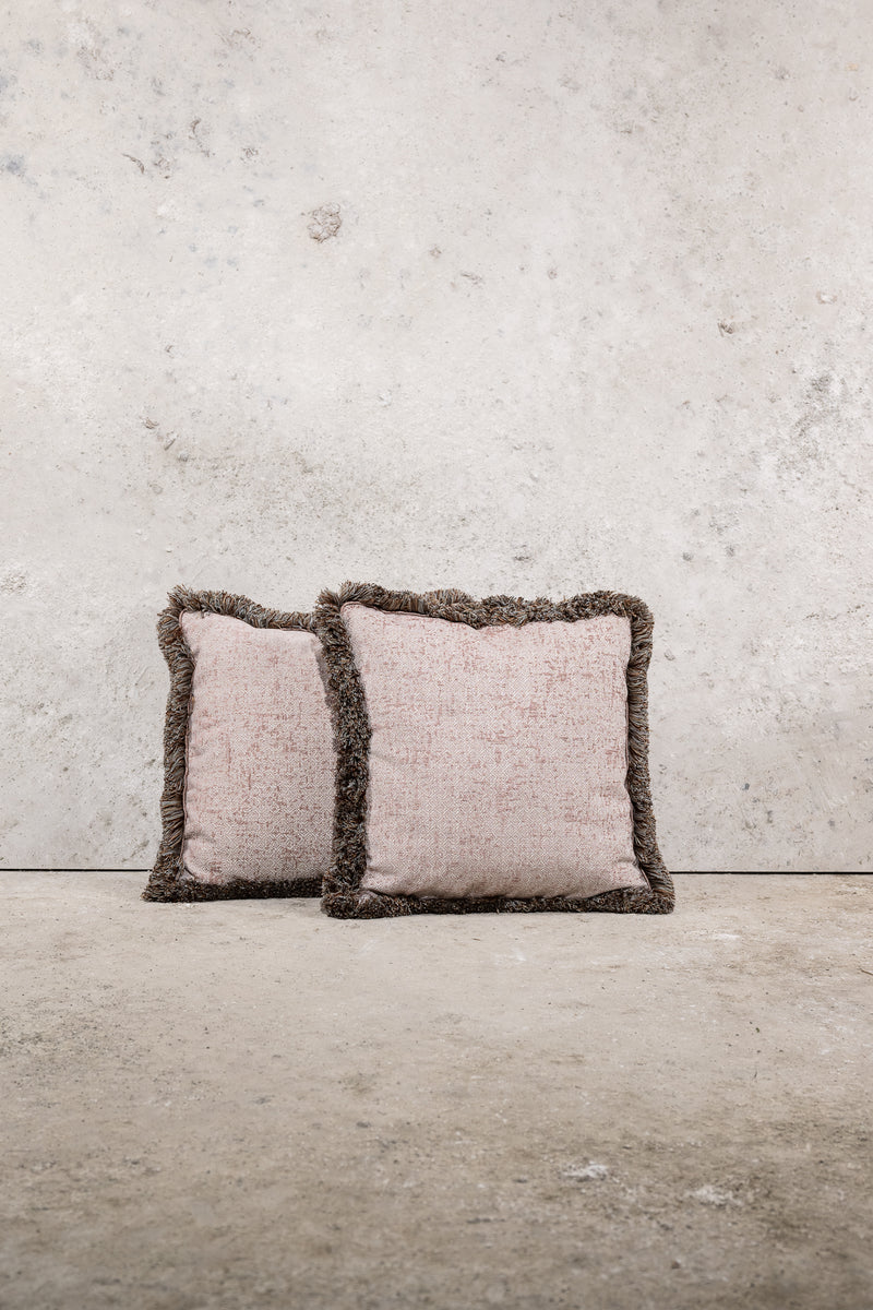 CUSHION - BEIGE - WITH FRINGES