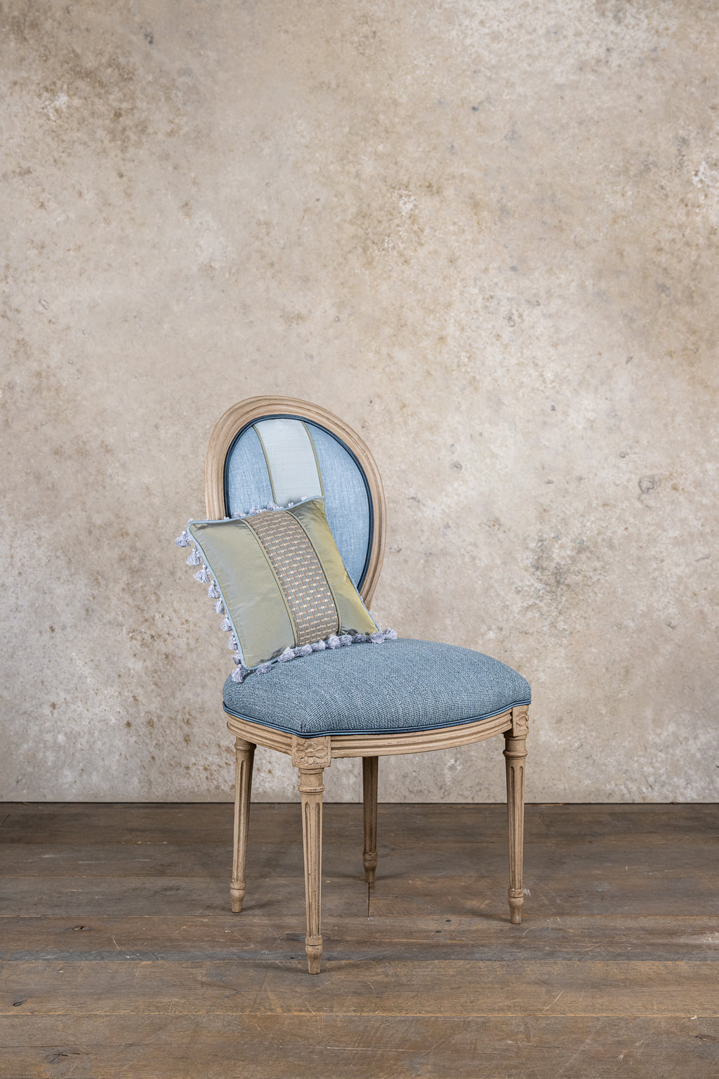 STOELEN - BLAUW - SET VAN 6 MET KUSSEN